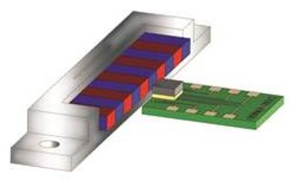 Magnetic microscale (left) with magneto-resistive sensor (right)