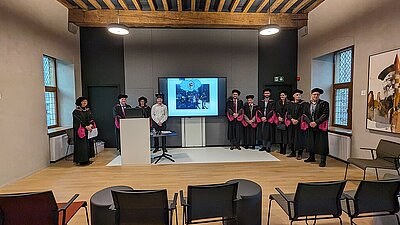 On 29.01.2024 Marc Fuhrmann (4th from left) successfully defended his dissertation in front of the jury. The dissertation at Hasselt University was written in cooperation with the HSKL.