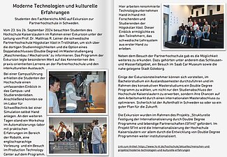 Bericht der Exkursion nach Trollhättan, Schweden im September 2024