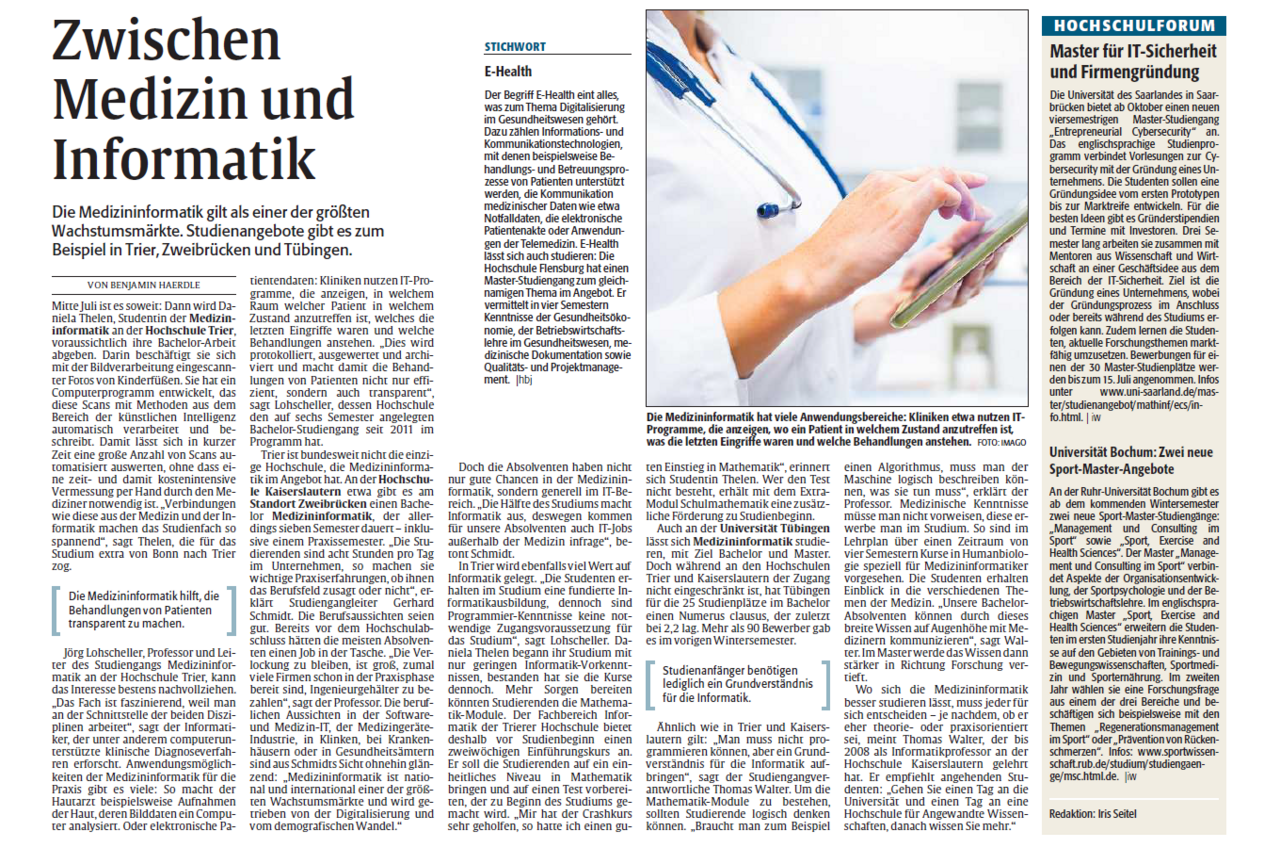 Medizin; Medizinische Informatik; Trier ; Kaiserslautern; Informatik; Ratgeber; Rheinpfalz; Studium HSKL