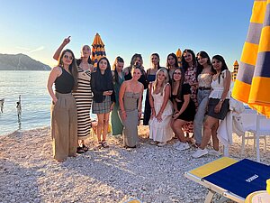International participants in the Global Competitiveness Program (GCP) meet on the beach near Ancona.
