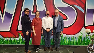 November 2022: Meeting in Trollhättan/Sweden from l. to r.: Daniela Fleuren, Maria MacDonald (UV Trollhättan), Michael Magin and Matthias Leiner