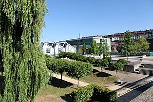 Blick über den Campus Kaiserslautern Kammgarn, Gebäude B und F
