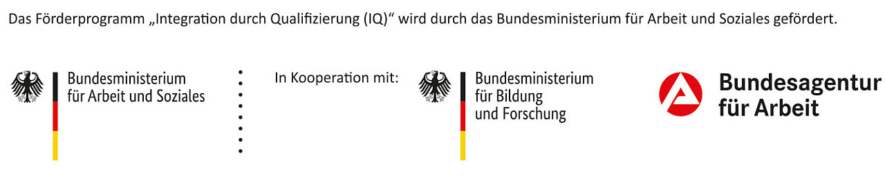 Das Förderprogramm Integration durch Qualifizierung (IQ) wird durch das Bundesministerium für Arbeit und Soziales gefördert.