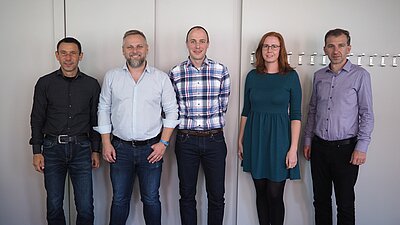 October 2022: Project meeting in Zlin for the double-degree in Refinement of Polymer and Composite Products. Picture from left: Jens Schuster, Roman Cermak, Lars Konrad, Jana Navratilova, Lubomír Beníček